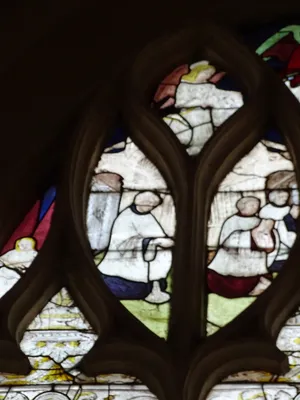 Vitrail Baie 107 : La Cène, La Messe de saint Grégoire dans l'Église Saint-Martin à Nonancourt
