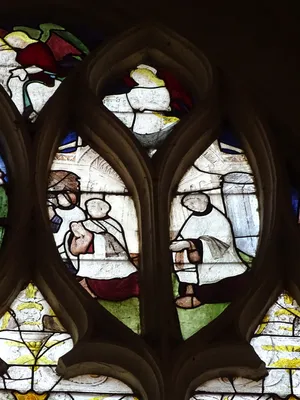Vitrail Baie 107 : La Cène, La Messe de saint Grégoire dans l'Église Saint-Martin à Nonancourt