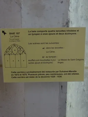 Vitrail Baie 107 : La Cène, La Messe de saint Grégoire dans l'Église Saint-Martin à Nonancourt