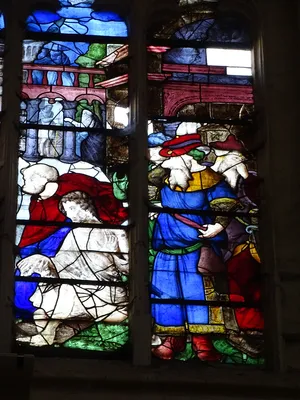 Vitrail Baie 111 : La Résurrection de Lazare dans l'Église Saint-Martin à Nonancourt