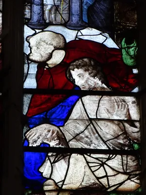 Vitrail Baie 111 : La Résurrection de Lazare dans l'Église Saint-Martin à Nonancourt