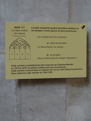 Vitrail Baie 111 : La Résurrection de Lazare dans l'Église Saint-Martin à Nonancourt