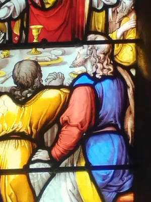 Vitrail Baie 2 : Sacrement de l'Eucharistie dans l'Église Saint-Ouen à Routot