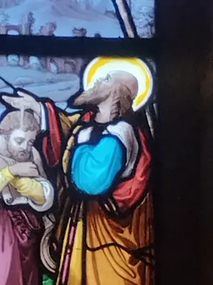 Vitrail Baie 7 : Sacrement du baptême dans l'Église Saint-Ouen à Routot