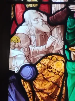 Vitrail Baie 8 : Sacrement de l'extrème onction dans l'Église Saint-Ouen à Routot