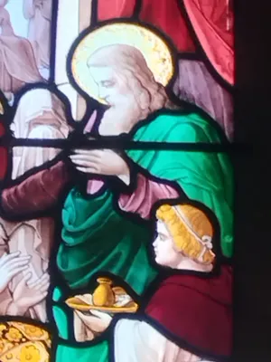 Vitrail Baie 8 : Sacrement de l'extrème onction dans l'Église Saint-Ouen à Routot