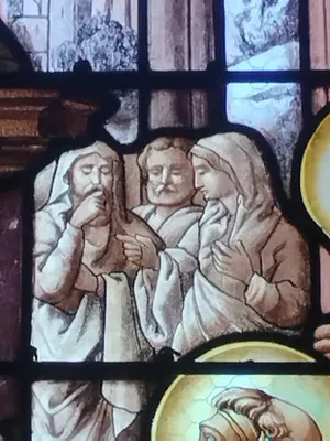 Vitrail Baie 15 : Présentation de la Vierge au Temple dans l'Église Saint-Ouen à Routot