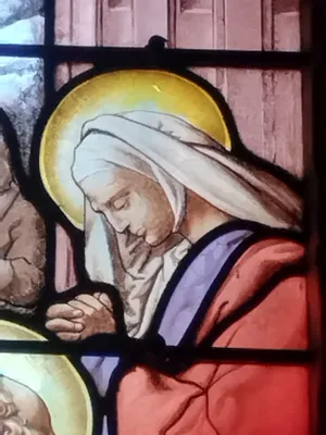 Vitrail Baie 15 : Présentation de la Vierge au Temple dans l'Église Saint-Ouen à Routot