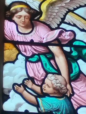 Vitrail Baie 18 : Ange Gardien dans l'Église Saint-Ouen à Routot