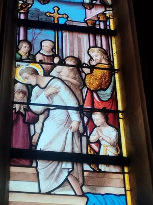 Vitrail Baie 21 : Scène de la vie de Saint-Augustin dans l'Église Saint-Ouen à Routot