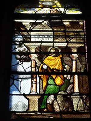 Vitrail Baie 10 : L'Eucharistie dans l'Église Sainte-Foy de Conches-en-Ouche