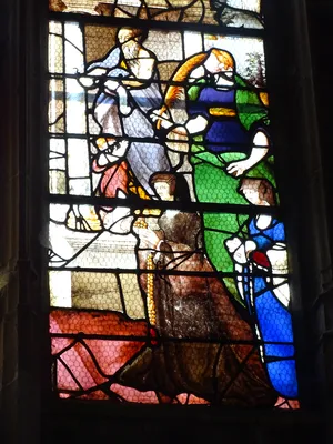 Vitrail Baie 10 : L'Eucharistie dans l'Église Sainte-Foy de Conches-en-Ouche