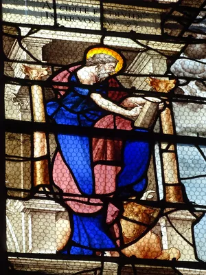 Vitrail Baie 10 : L'Eucharistie dans l'Église Sainte-Foy de Conches-en-Ouche