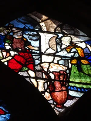 Vitrail Baie 10 : L'Eucharistie dans l'Église Sainte-Foy de Conches-en-Ouche