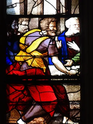 Vitrail Baie 12 : La Cène dans l'Église Sainte-Foy de Conches-en-Ouche
