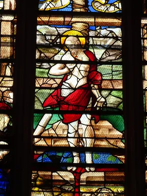 Vitrail Baie 14 : Le Pressoir mystique dans l'Église Sainte-Foy de Conches-en-Ouche