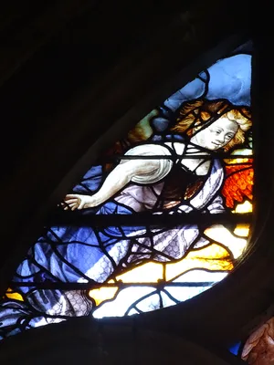Vitrail Baie 14 : Le Pressoir mystique dans l'Église Sainte-Foy de Conches-en-Ouche