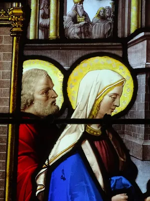 Vitrail Baie 7 : La Présentation au Temple, L'Assomption de la Vierge dans l'Église Saint-Germain à Heuqueville