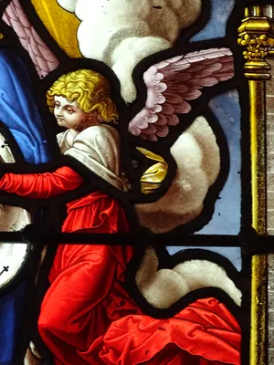 Vitrail Baie 7 : La Présentation au Temple, L'Assomption de la Vierge dans l'Église Saint-Germain à Heuqueville
