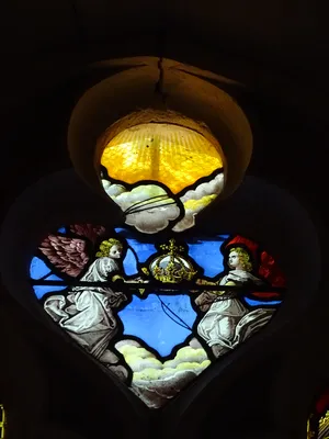 Vitrail Baie 7 : La Présentation au Temple, L'Assomption de la Vierge dans l'Église Saint-Germain à Heuqueville