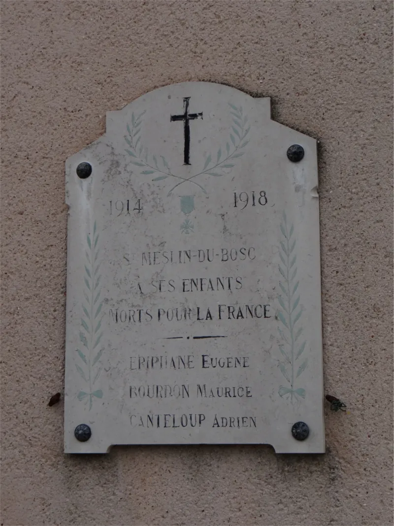 Plaque aux morts de l'église de Saint-Meslin-du-Bosc