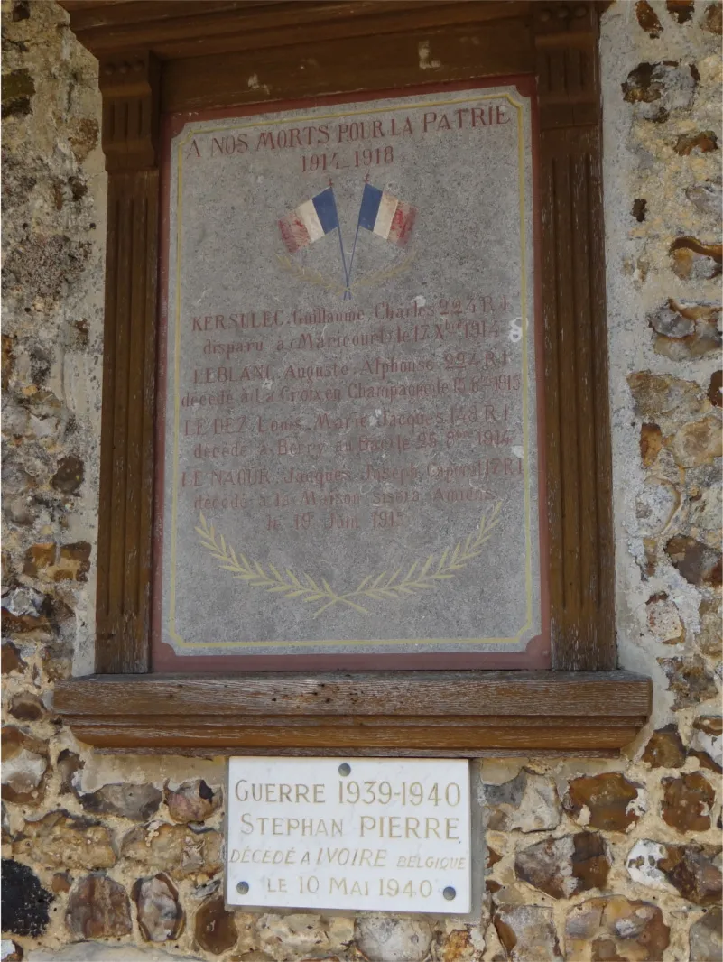Plaque aux morts de l'église de Mesnil-Rousset