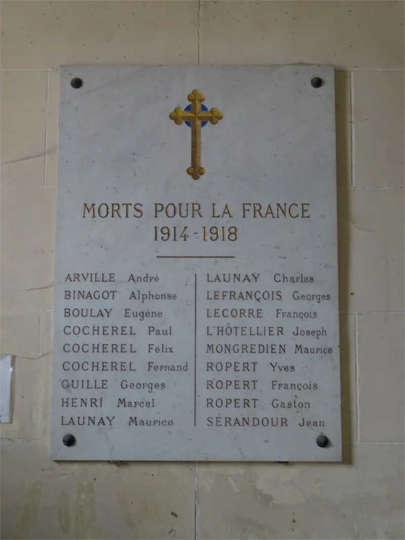 Plaque aux morts de l'église Saint-Martin de Condé-sur-Iton