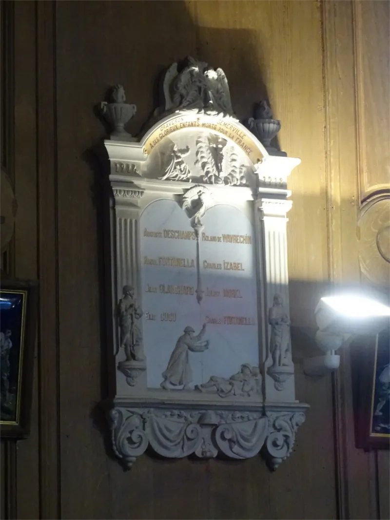 Plaque aux morts de l'église Saint-Barthélemy de Graveron