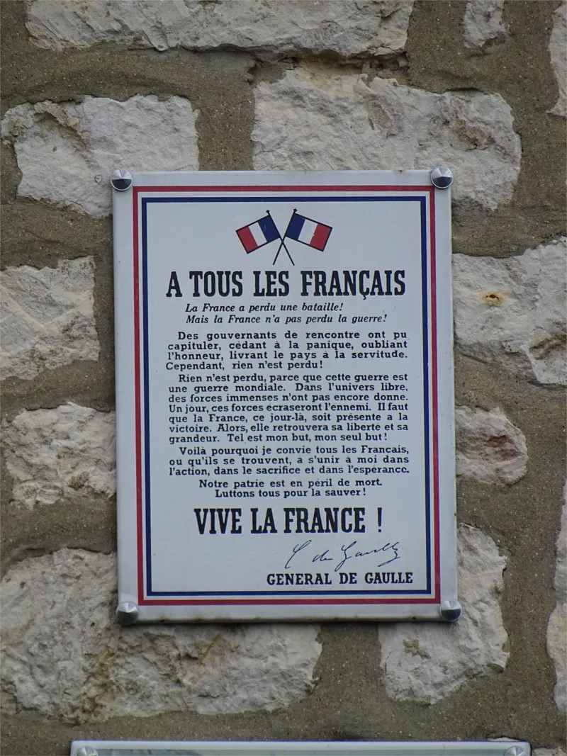 Plaque Appel du 18 Juin de Giverny