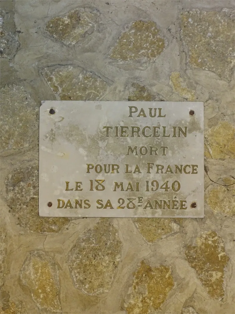 Plaque Paul Tiercelin dans l'Église Saint-Martin de Breuilpont
