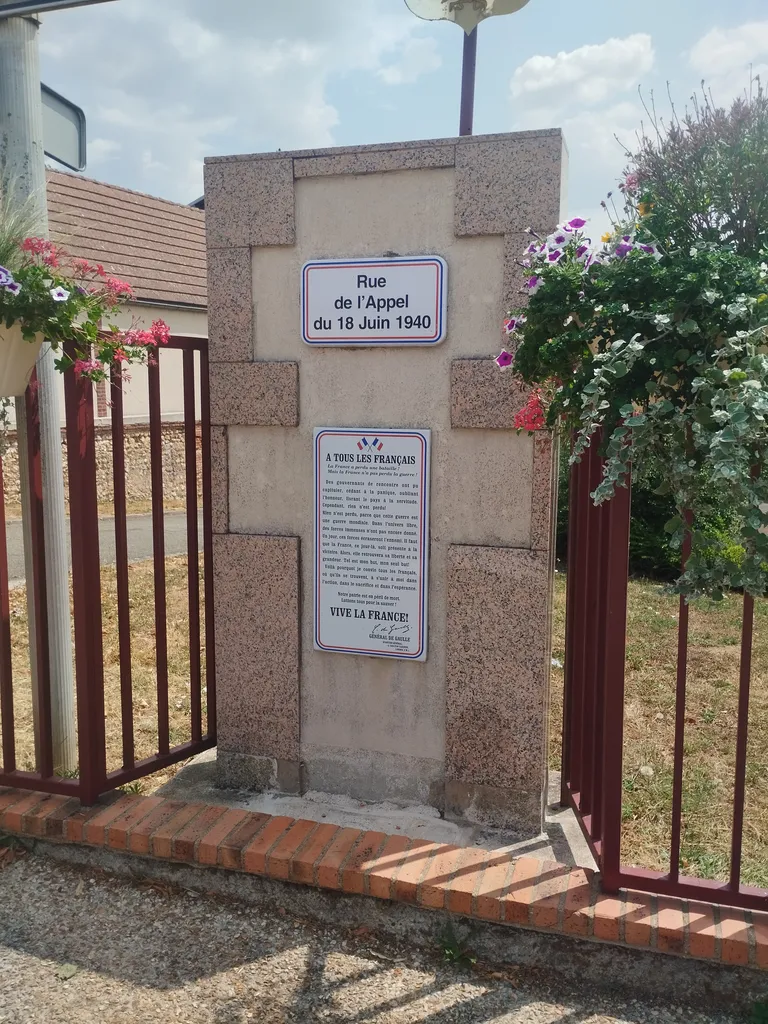 Plaque Appel du 18 Juin à Nonancourt