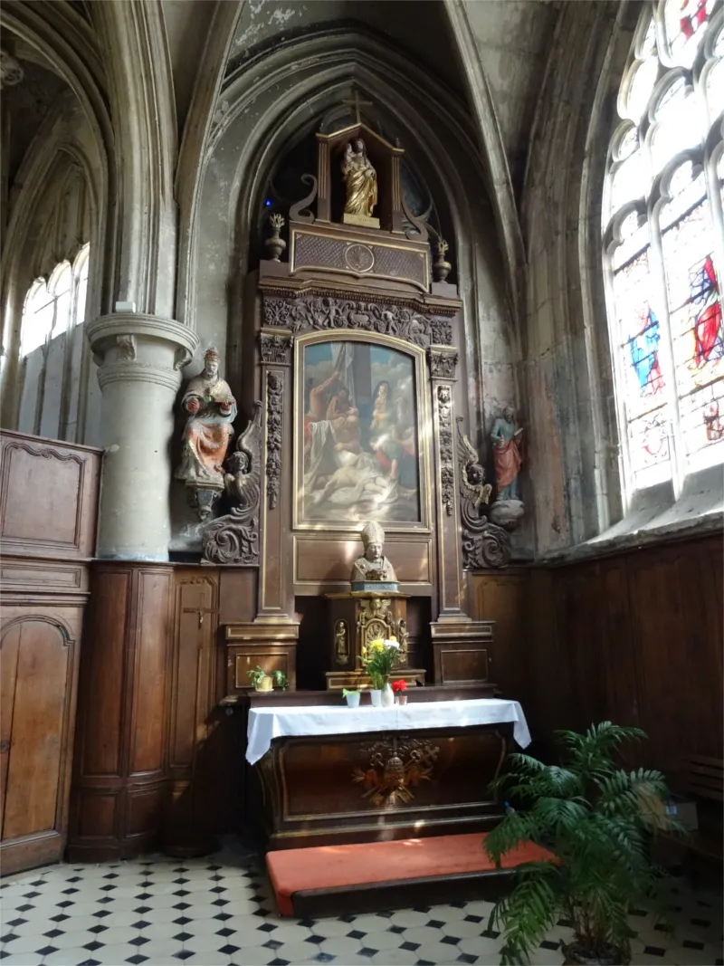 Retable et tableau de la Descente de Croix dans l'église Notre-Dame-des-Arts de Pont-de-l'Arche