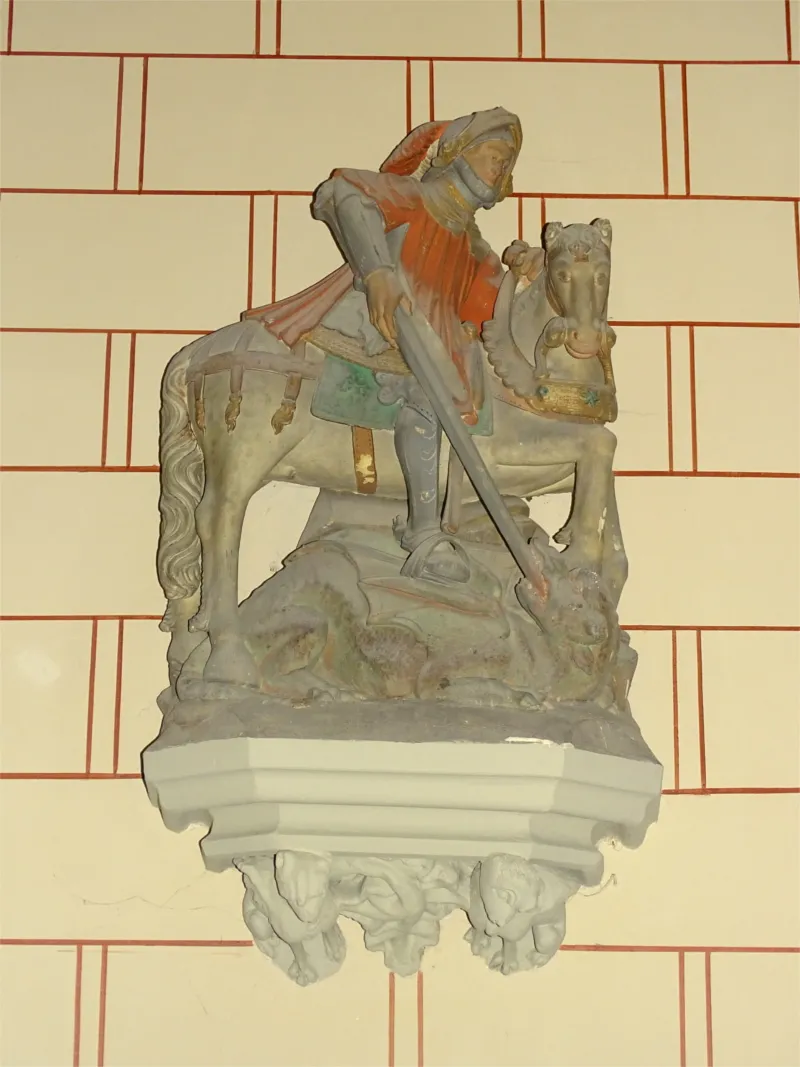 Groupe sculpté : Saint-Georges terrassant le dragon dans l'église de la Madeleine de Verneuil-sur-Avre