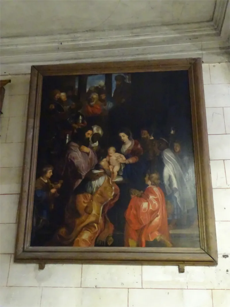 Tableau : Adoration des Mages dans l'église Sainte-Croix de Bernay