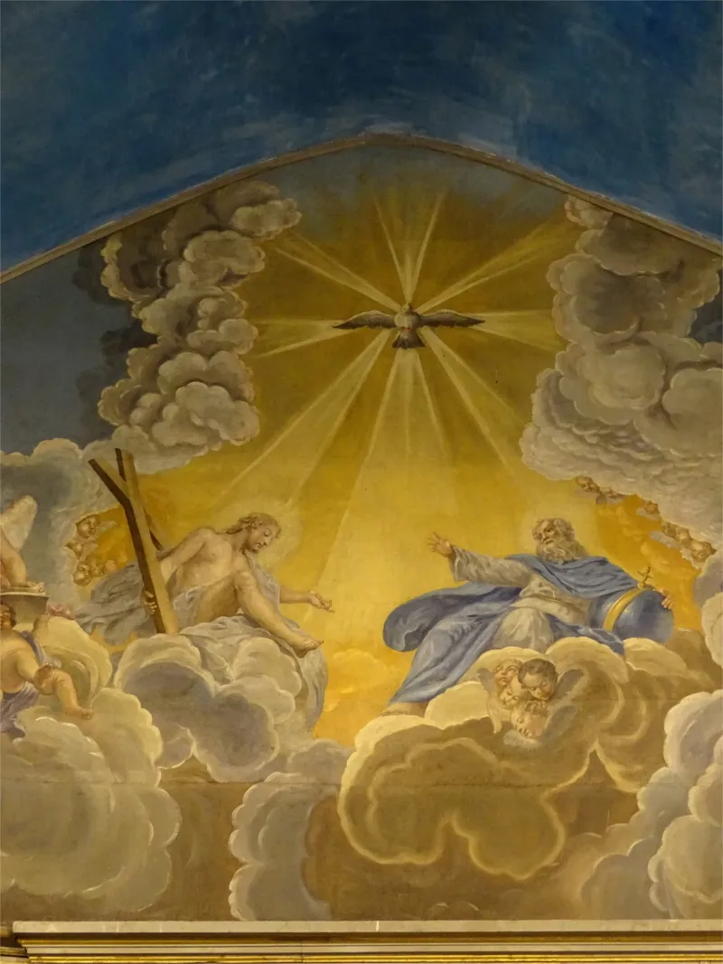 Peinture : la Trinité dans l'Église de la Sainte-Trinité de Pinterville
