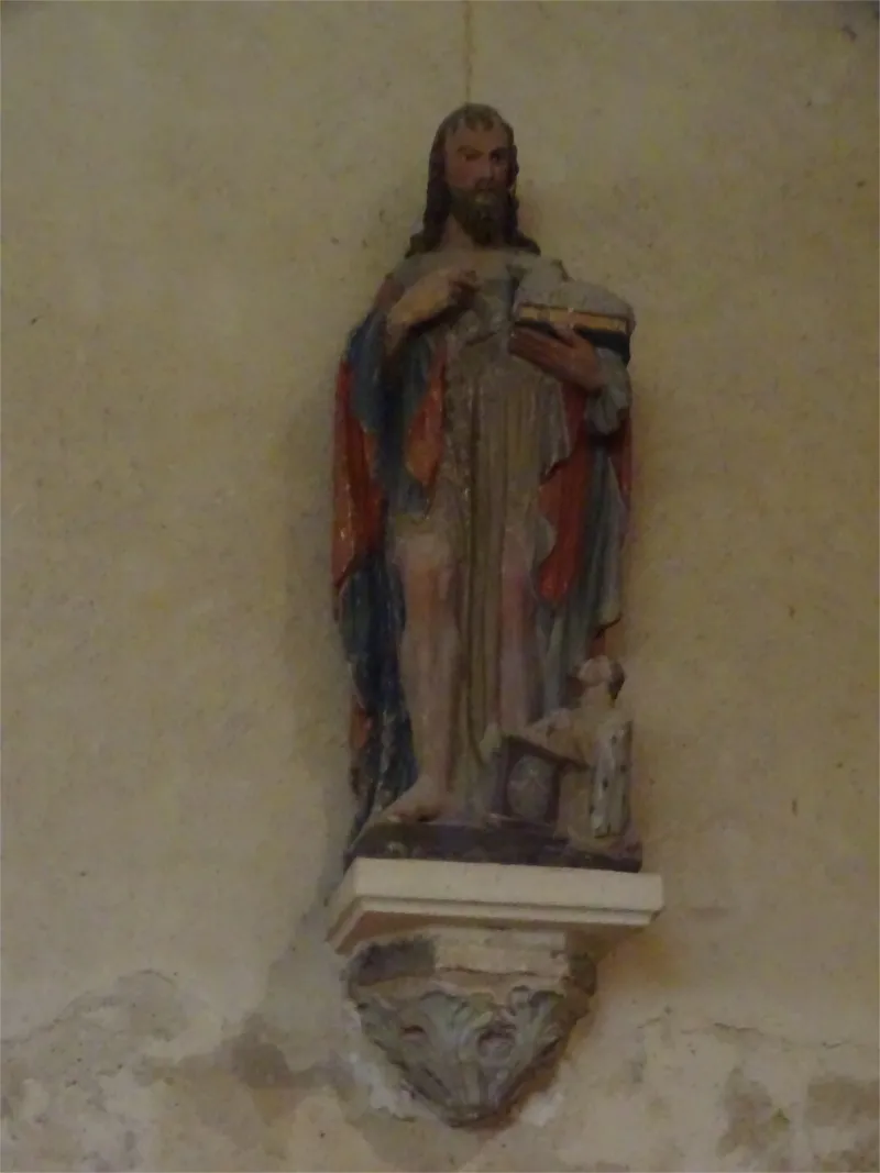 Groupe sculpté : Saint-Jean-Baptiste dans l'Église Saint-Quentin de Poses