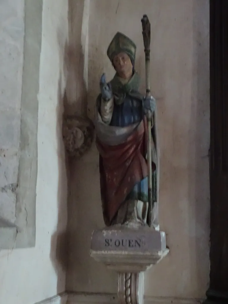 Statue : Saint-Ouen dans l'Église Saint-Paul de La Croix-Saint-Leufroy