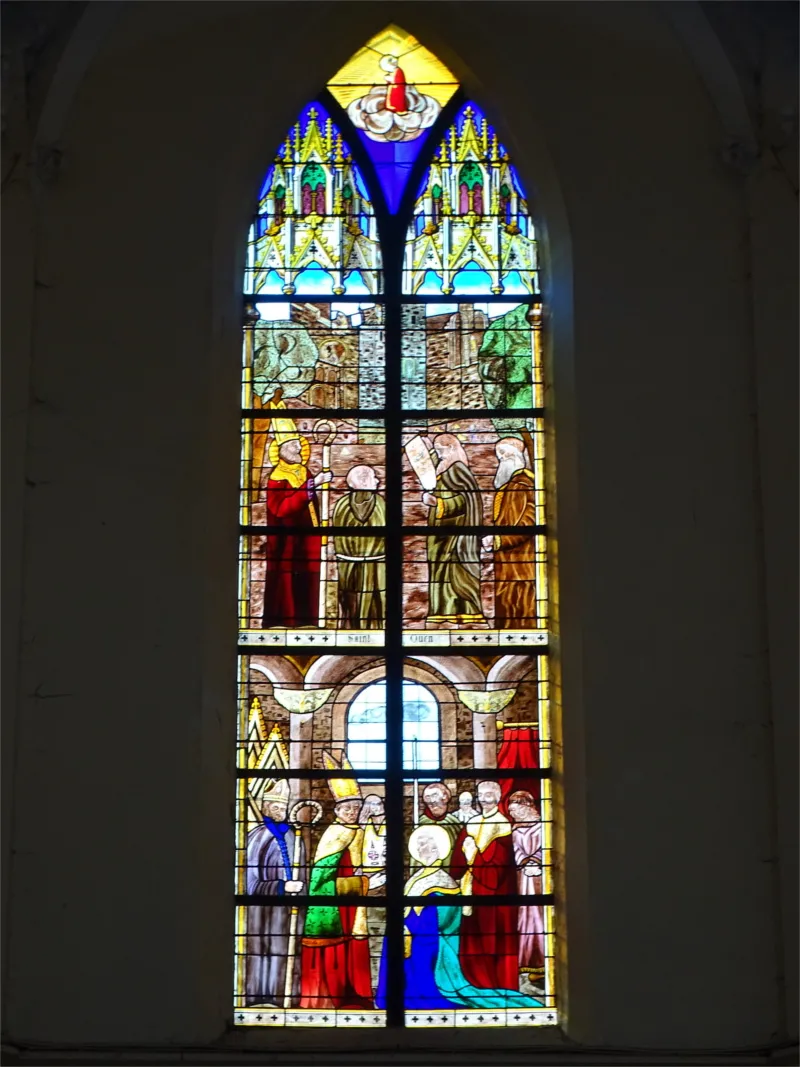 Vitrail Baie A : Saint-Ouen dans l'église Notre-Dame-de-la-Vallée de Fleury-sur-Andelle