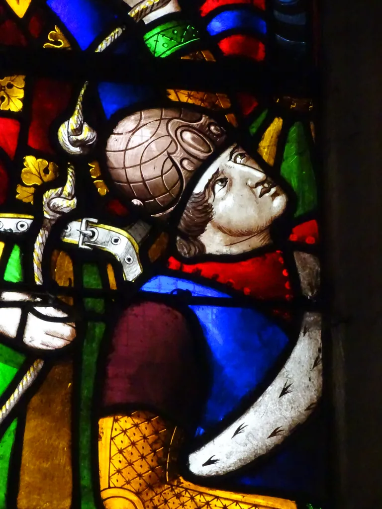 Vitrail Baie 3 : Le Crucifiement de Saint-Pierre dans l'Église Saint-Martin à Nonancourt