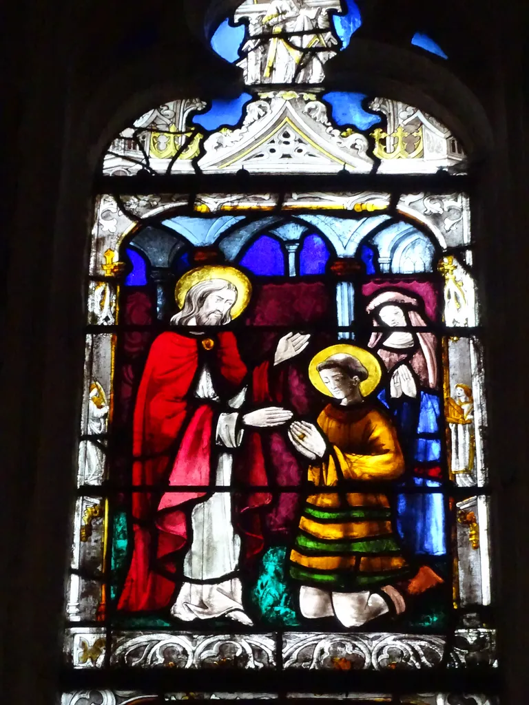 Vitrail baie 11 : Miracles de Saint-Martin dans l'Église Saint-Martin à Nonancourt