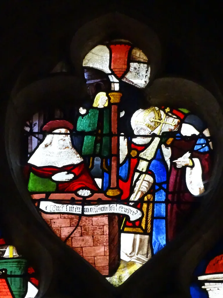 Vitrail baie 11 : Miracles de Saint-Martin dans l'Église Saint-Martin à Nonancourt