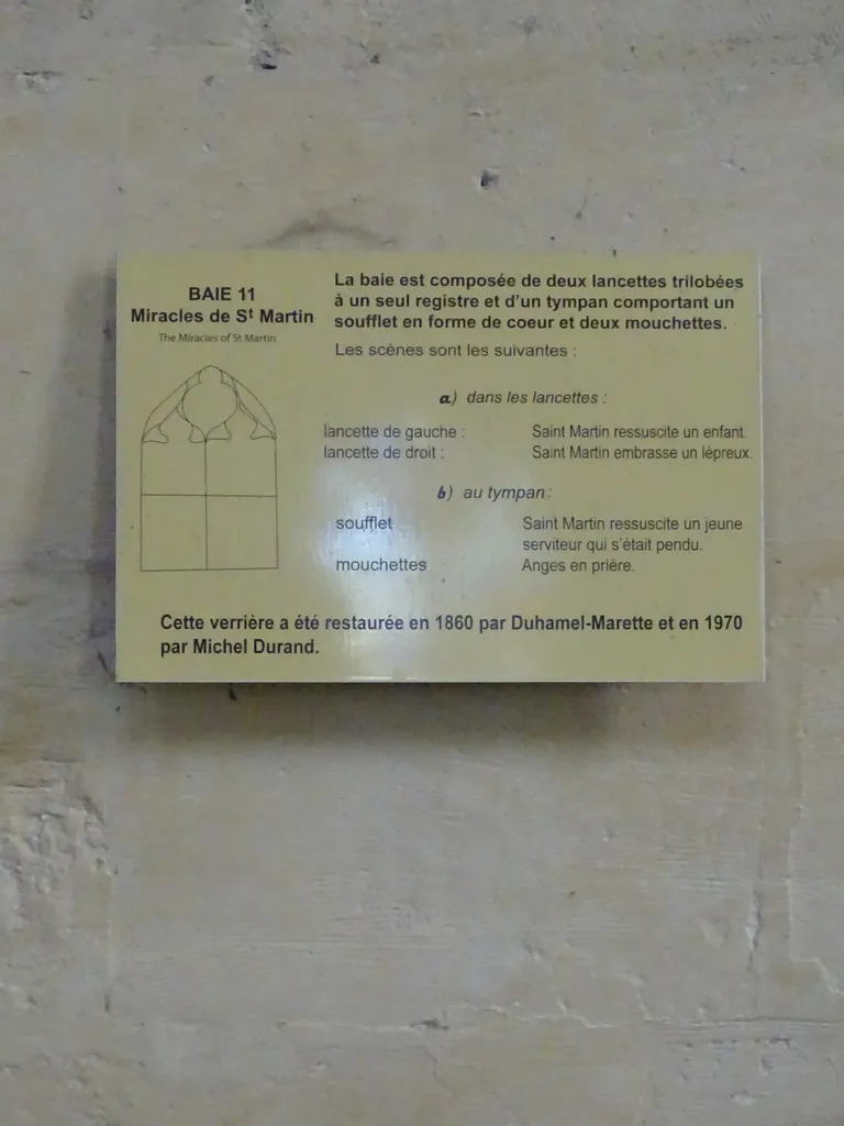Vitrail baie 11 : Miracles de Saint-Martin dans l'Église Saint-Martin à Nonancourt