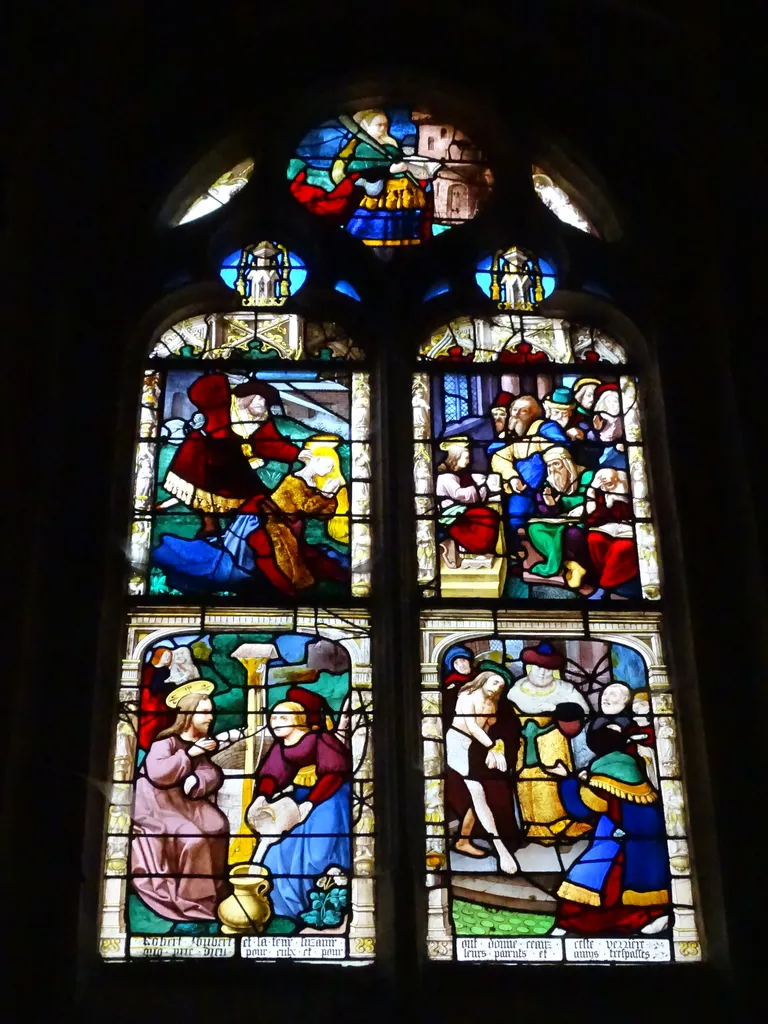 Vitrail baie 15 : Scènes de la vie du Christ, Sainte-Barbe dans l'Église Saint-Martin à Nonancourt