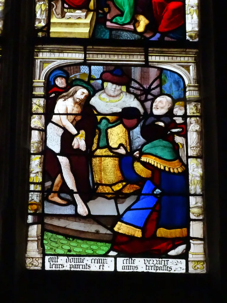 Vitrail baie 15 : Scènes de la vie du Christ, Sainte-Barbe dans l'Église Saint-Martin à Nonancourt