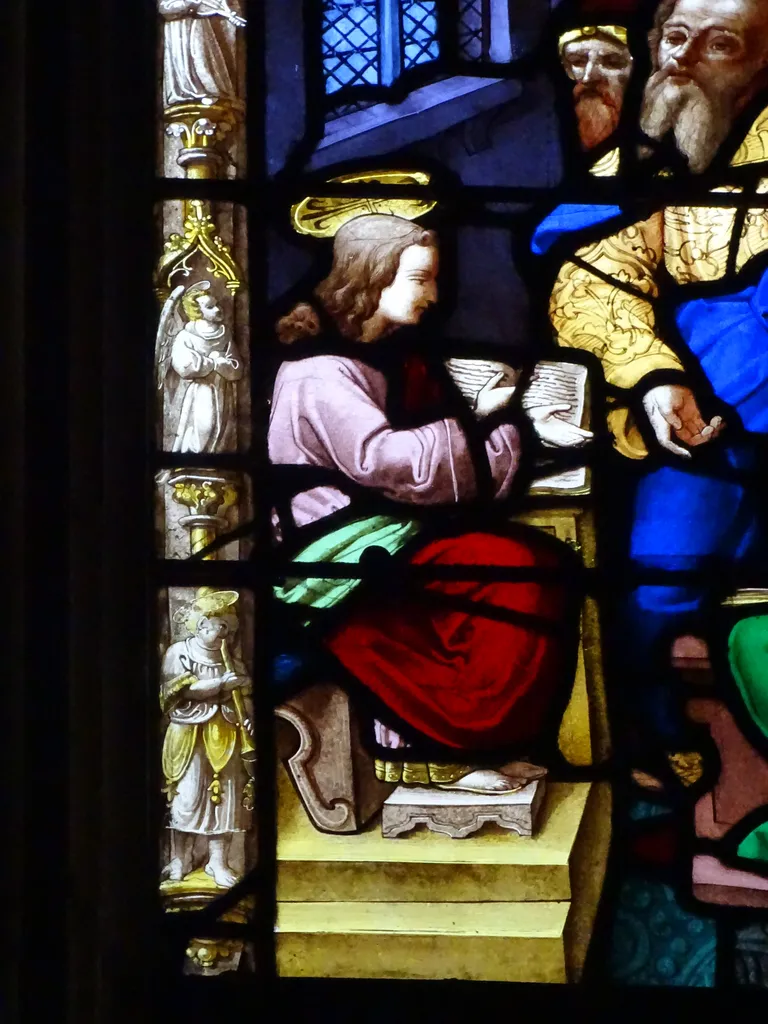 Vitrail baie 15 : Scènes de la vie du Christ, Sainte-Barbe dans l'Église Saint-Martin à Nonancourt