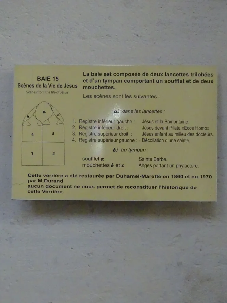 Vitrail baie 15 : Scènes de la vie du Christ, Sainte-Barbe dans l'Église Saint-Martin à Nonancourt