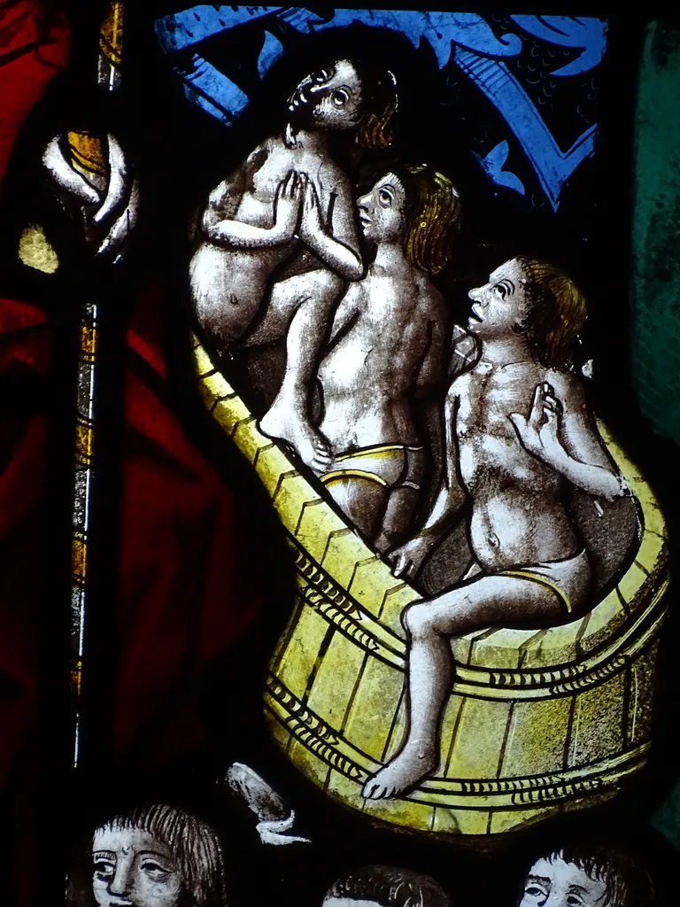 Vitrail Baie 18 : Vie de la Vierge, Saint-Nicolas et Saint-Martin dans l'Église Saint-Martin à Nonancourt