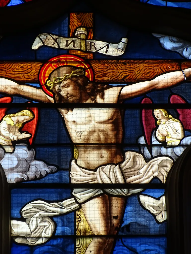 Vitrail Baie 100 : La Crucifixion dans l'Église Saint-Martin à Nonancourt
