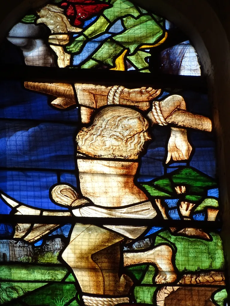 Vitrail Baie 102 : La Déploration du Christ dans l'Église Saint-Martin à Nonancourt