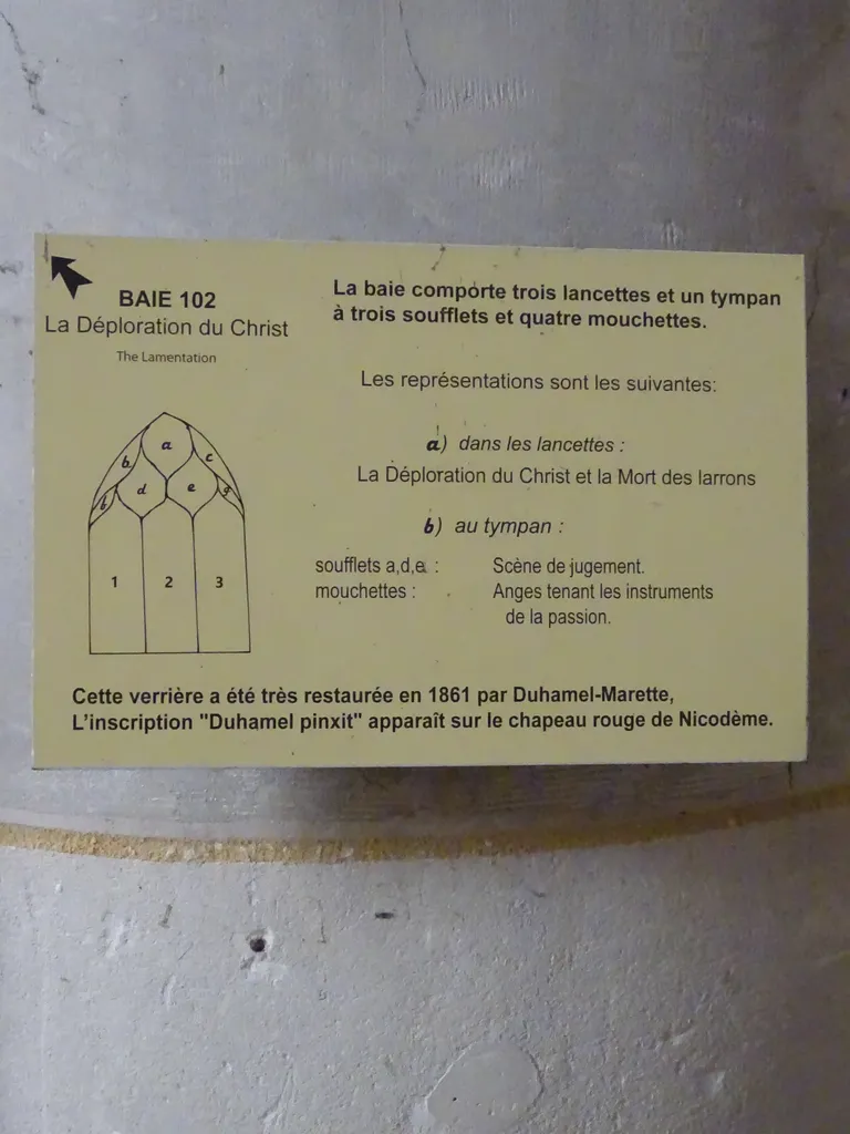 Vitrail Baie 102 : La Déploration du Christ dans l'Église Saint-Martin à Nonancourt